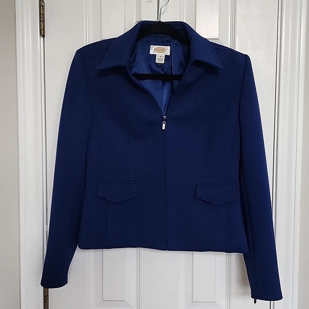 NWOT Talbots Suit Jacket Blazer Royal Blue Zip Front Size 6​​​​​